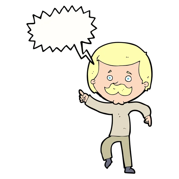 Cartoon dansen vader met spraak zeepbel — Stockvector