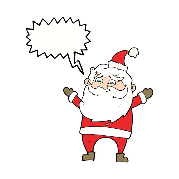 Kreslený šťastný Santa Claus s bublinou řeči — Stockový vektor