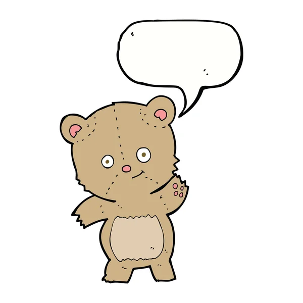 Oso de peluche de dibujos animados con burbuja de habla — Vector de stock