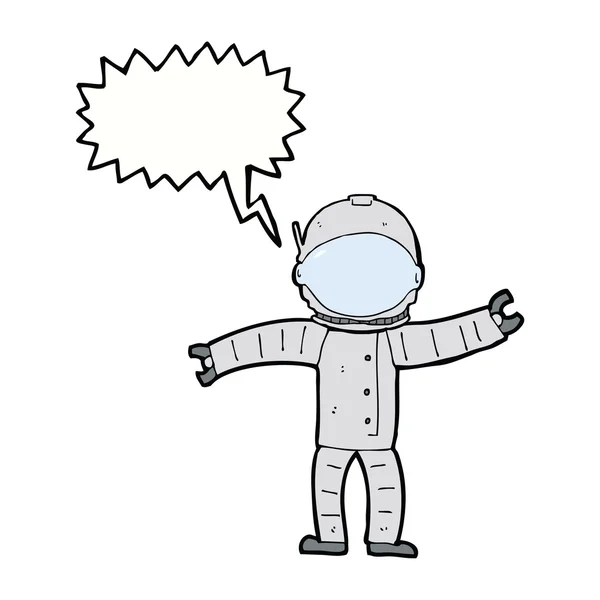 Astronauta de dibujos animados con burbuja de habla — Vector de stock