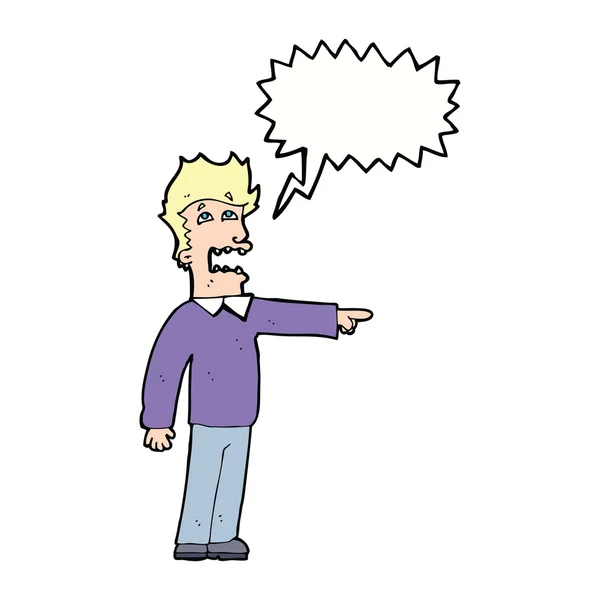 Hombre de dibujos animados acusando con la burbuja del habla — Vector de stock