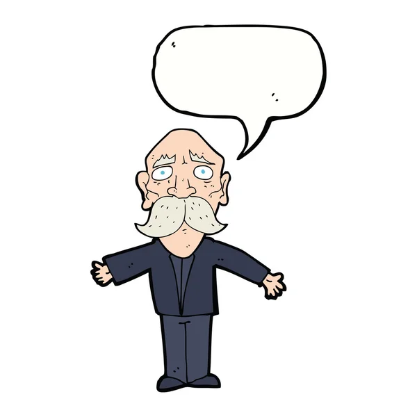 Cartoon disapointed old man with speech bubble — Stock Vector