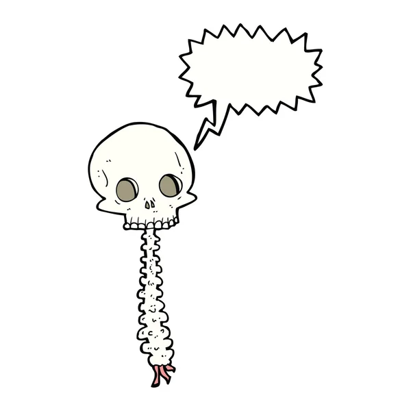 Assustador desenho animado sull e coluna vertebral com bolha de fala — Vetor de Stock