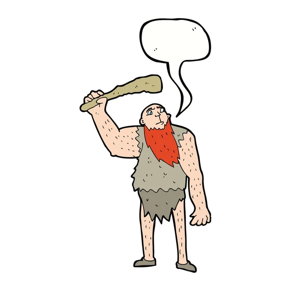 Cartoon neanderthal with speech bubble — Stock Vector