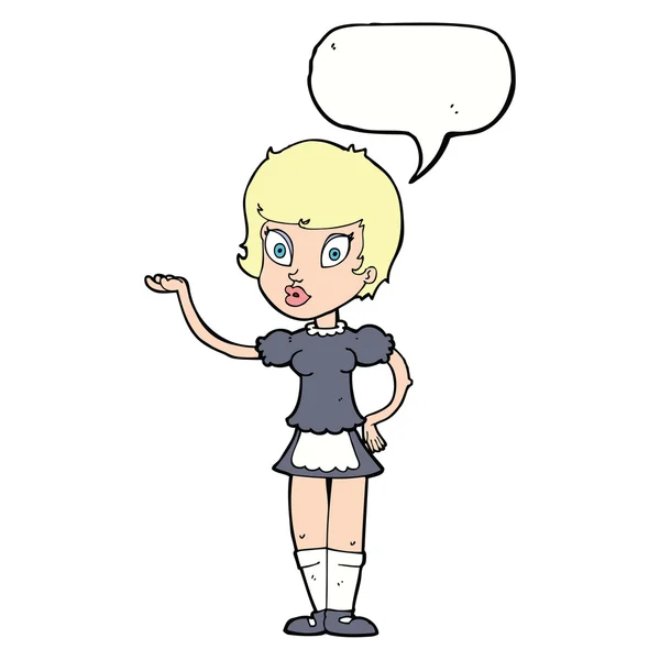 Cartoon waitress with speech bubble — Stock Vector