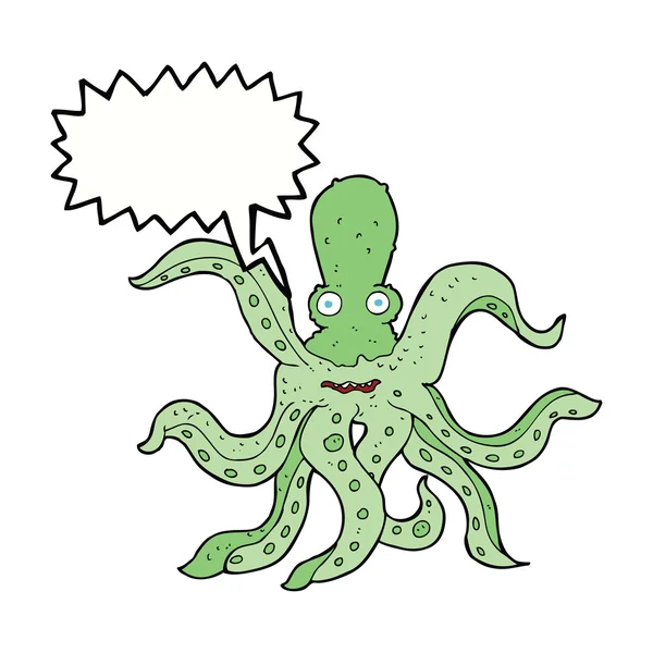 卡通巨人章鱼，有言语泡沫 — 图库矢量图片