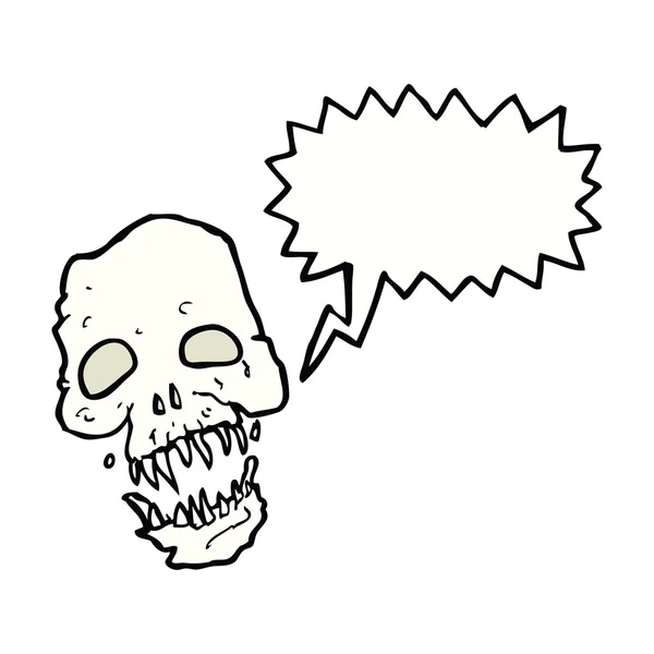 Dibujo animado calavera aterradora con burbuja del habla — Vector de stock