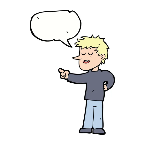 Człowiek kreskówka wskazując z bańki mowy — Wektor stockowy