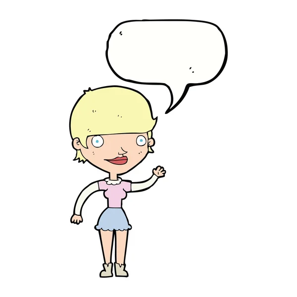 Cartoon woman with idea with speech bubble — Stock Vector