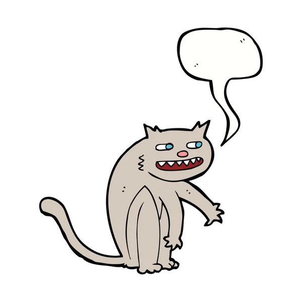 スピーチバブル付きの漫画ハッピー猫 — ストックベクタ