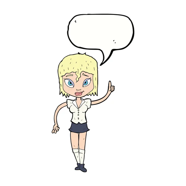 Cartoon woman making point with speech bubble — Stock Vector