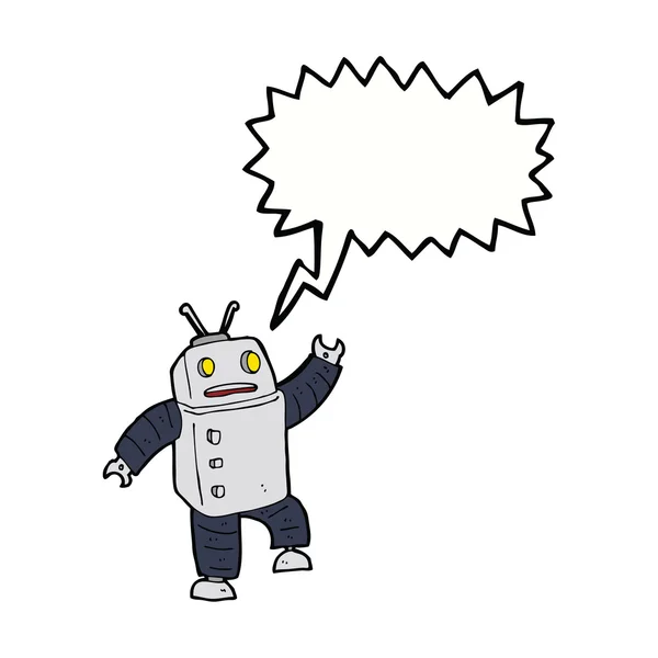 スピーチバブル付きの漫画ロボット — ストックベクタ