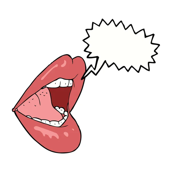 Мультяшний відкритий рот з бульбашкою мовлення — стоковий вектор