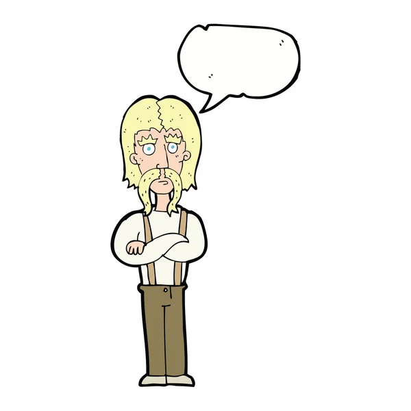 漫画「長い口ひげ男」と「言語バブル」 — ストックベクタ