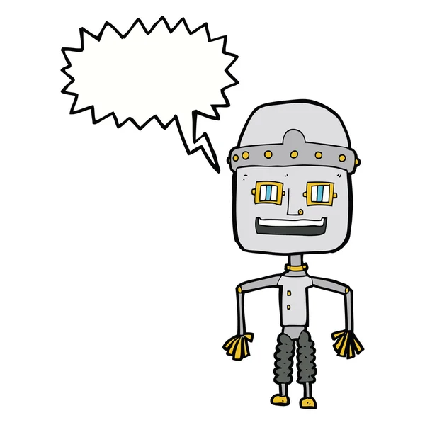 Robô de desenho animado engraçado com bolha de fala — Vetor de Stock
