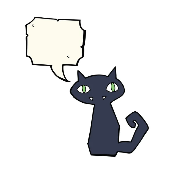 Desenho animado gato preto com bolha de fala —  Vetores de Stock
