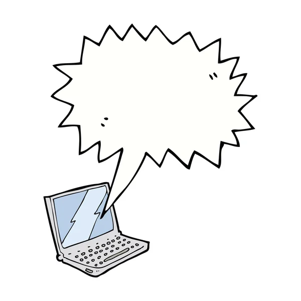 Cartoon laptop computer met spraakbel — Stockvector