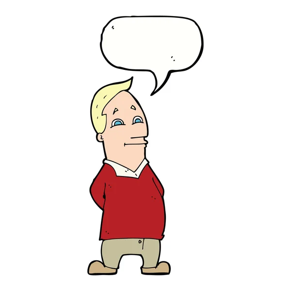 Cartoon friendly man with speech bubble — Stock Vector