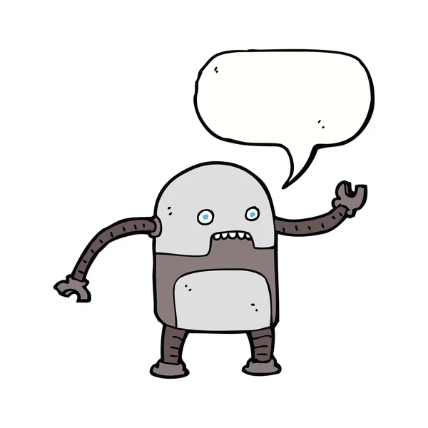 Funny cartoon robot with speech bubble — Stock Vector