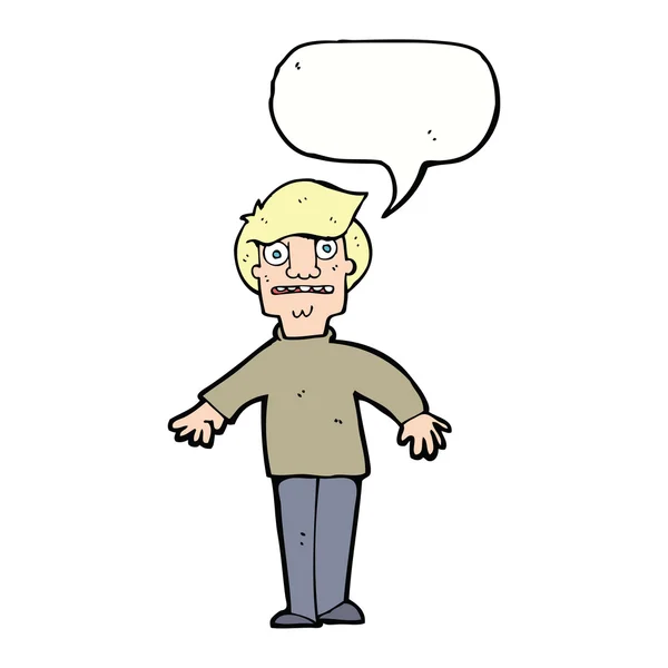 Cartoon chocado homem com fala bolha — Vetor de Stock