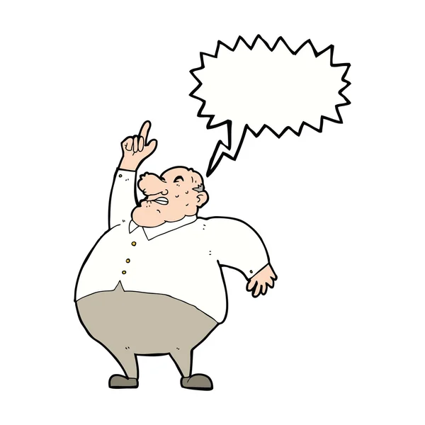 Cartoon big fat boss with speech bubble — Stock Vector