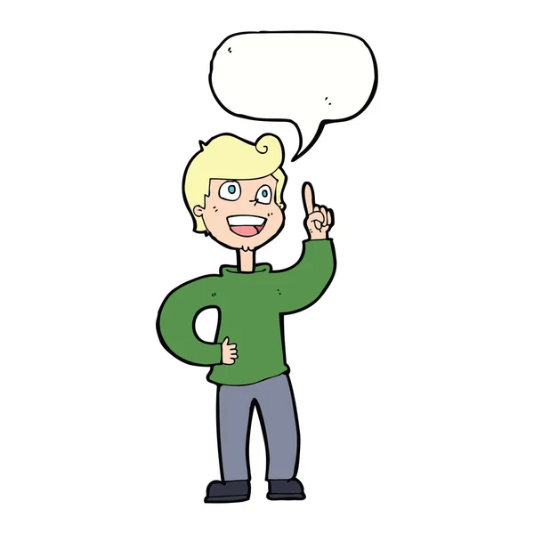 Cartoon-Junge mit toller Idee mit Sprechblase — Stockvektor