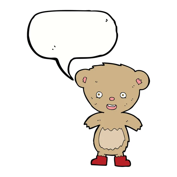 Ours en peluche dessin animé avec bulle de parole — Image vectorielle