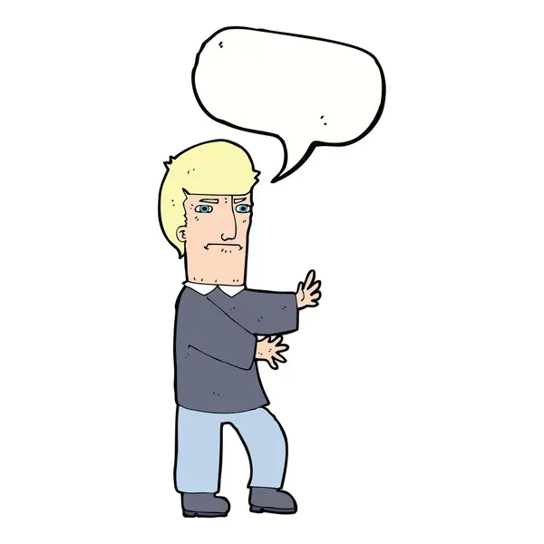 Cartoon grumpy man with speech bubble — Stock Vector