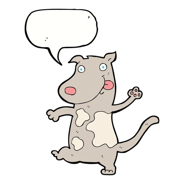 Desenho animado cão feliz com bolha de fala — Vetor de Stock