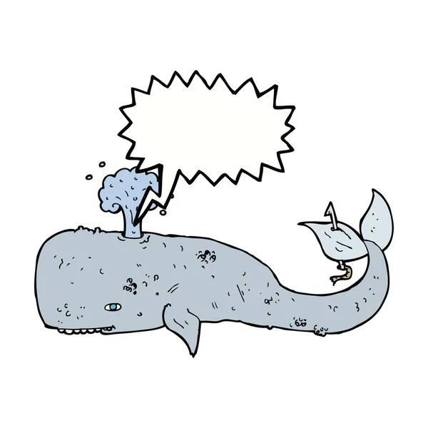 Kreslená velryba s bublinou řeči — Stockový vektor
