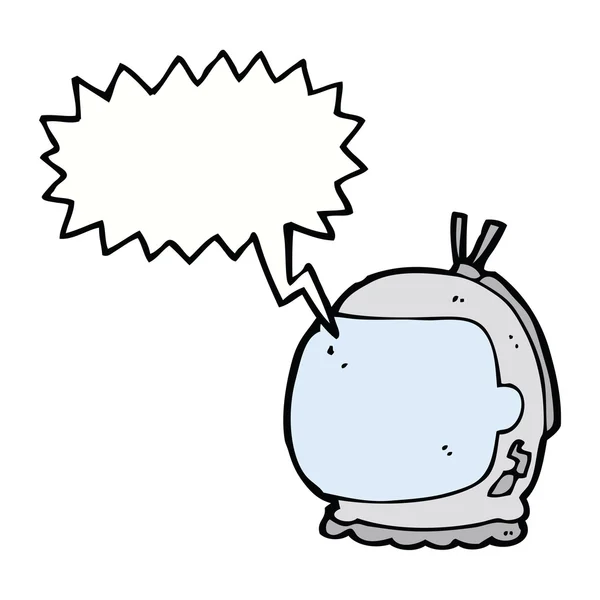 Casco astronauta cartone animato con bolla discorso — Vettoriale Stock