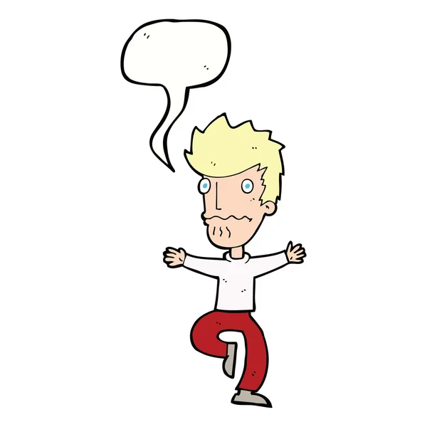 Desenho animado assustado homem com bolha de fala — Vetor de Stock