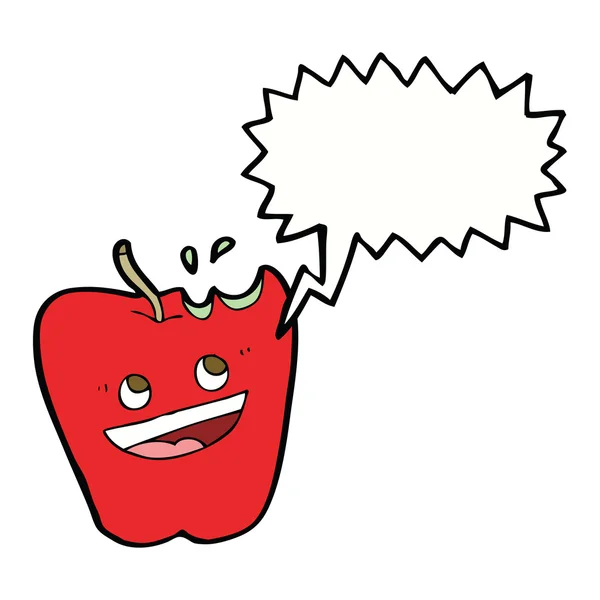 Dibujos animados manzana feliz con burbuja de habla — Archivo Imágenes Vectoriales