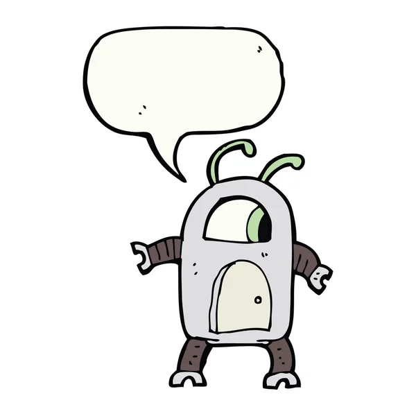 音声バブルを搭載した漫画エイリアンロボット — ストックベクタ