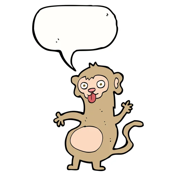 Divertido mono de dibujos animados con burbuja de habla — Archivo Imágenes Vectoriales