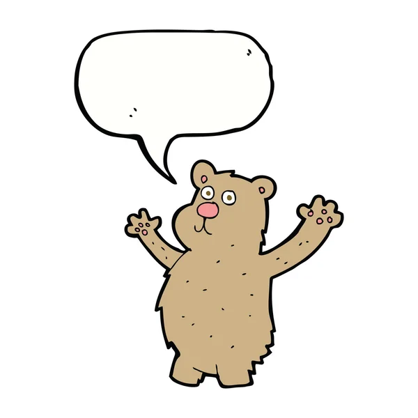 Divertido oso de dibujos animados con burbuja de habla — Vector de stock