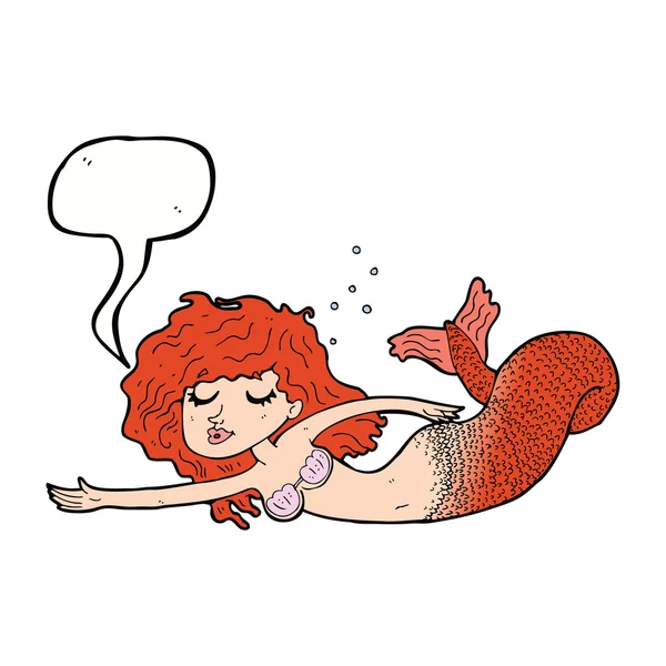 Cartoon mermaid with speech bubble — Stock Vector