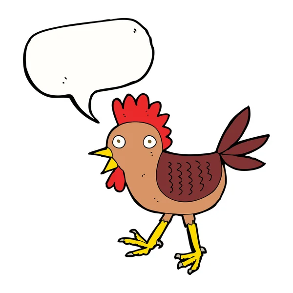 Funny cartoon chicken with speech bubble — Stock Vector