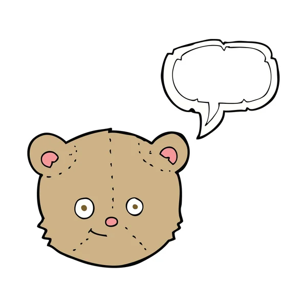 Tête d'ours en peluche dessin animé avec bulle de parole — Image vectorielle