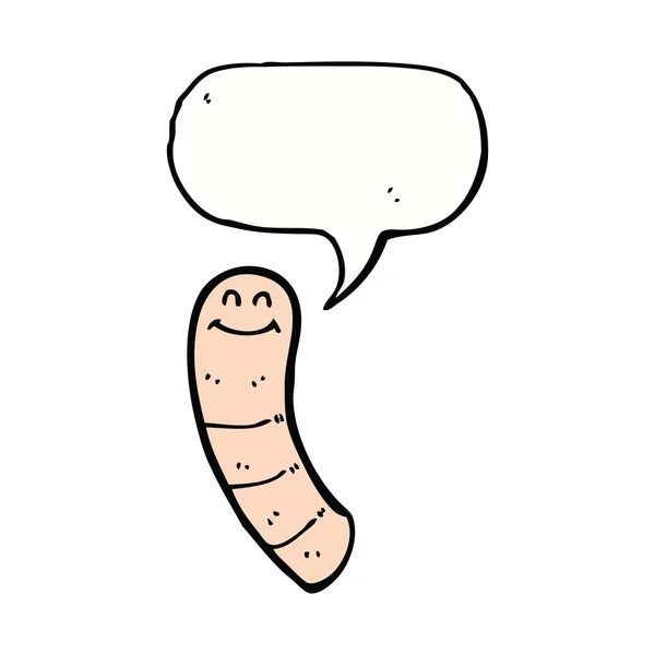 Cartoon worm with speech bubble — Stock Vector