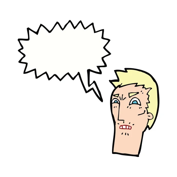 Cartone animato volto arrabbiato con la bolla discorso — Vettoriale Stock