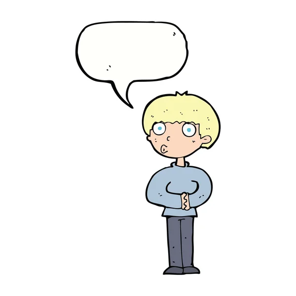 Konuşma baloncuğu olan meraklı bir karikatür. — Stok Vektör