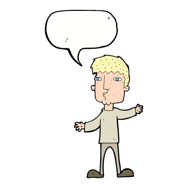 Cartoon curious man with speech bubble — Stock Vector