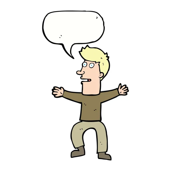 Hombre de dibujos animados sobresaltado con burbuja de habla — Vector de stock