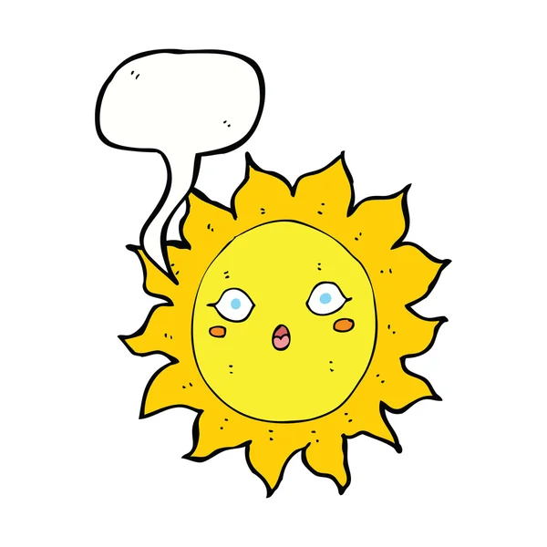 Dibujos animados sol con burbuja del habla — Vector de stock