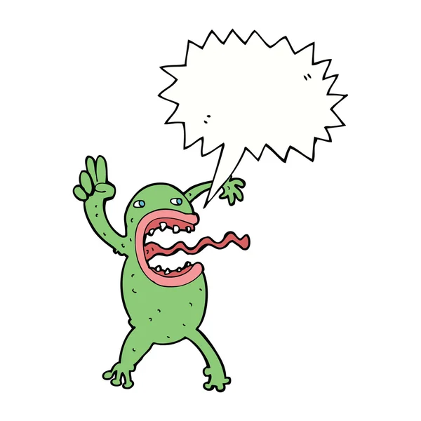 Мультяшна божевільна жаба з бульбашкою мовлення — стоковий вектор