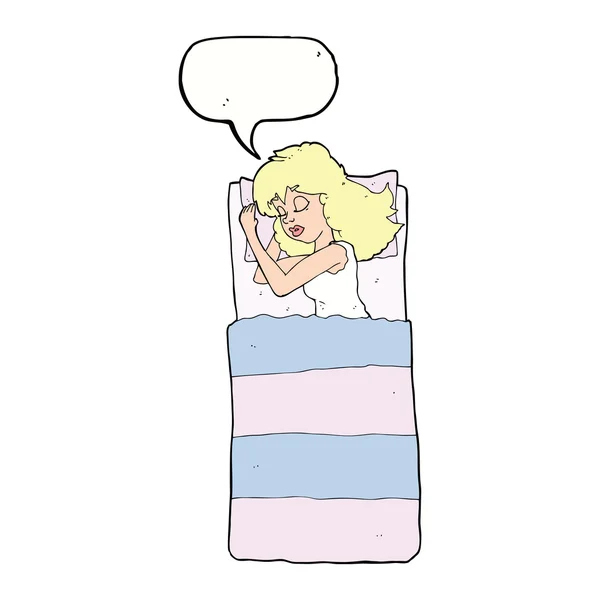 Cartoon sleeping woman with speech bubble — Stock Vector
