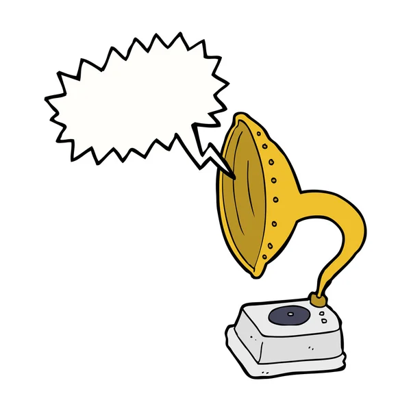 Cartoon-Phonograph mit Sprechblase — Stockvektor