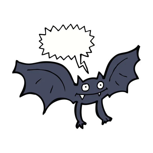 Murciélago vampiro de dibujos animados con burbuja de habla — Vector de stock