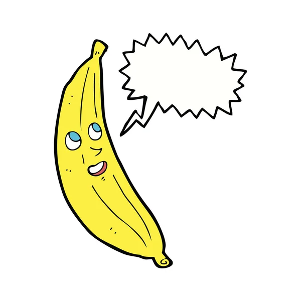 Dibujos animados plátano feliz con burbuja de habla — Archivo Imágenes Vectoriales